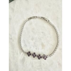 Cubic zirconia light purple 4 flower Louis flower tennis bracelet